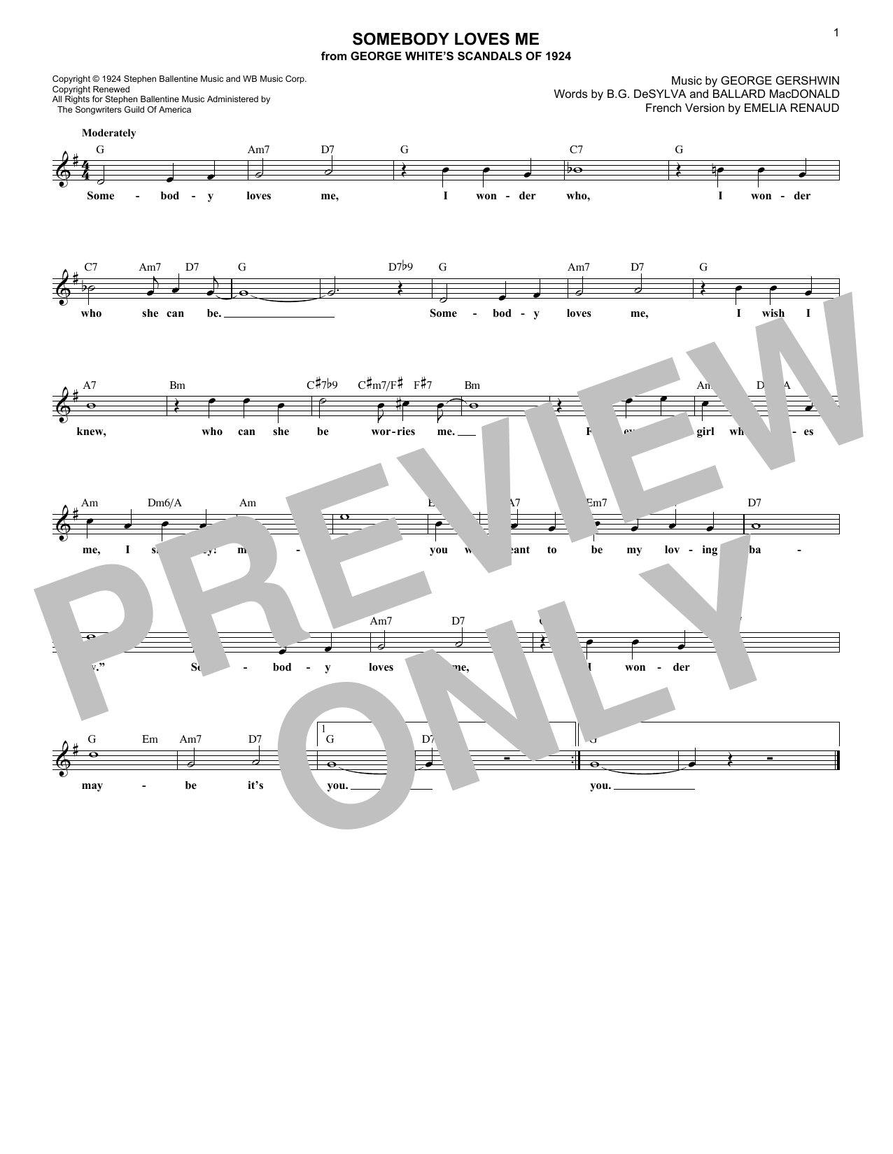 Product gallery: Page 1 of 1 Somebody Loves Me, George Gershwin