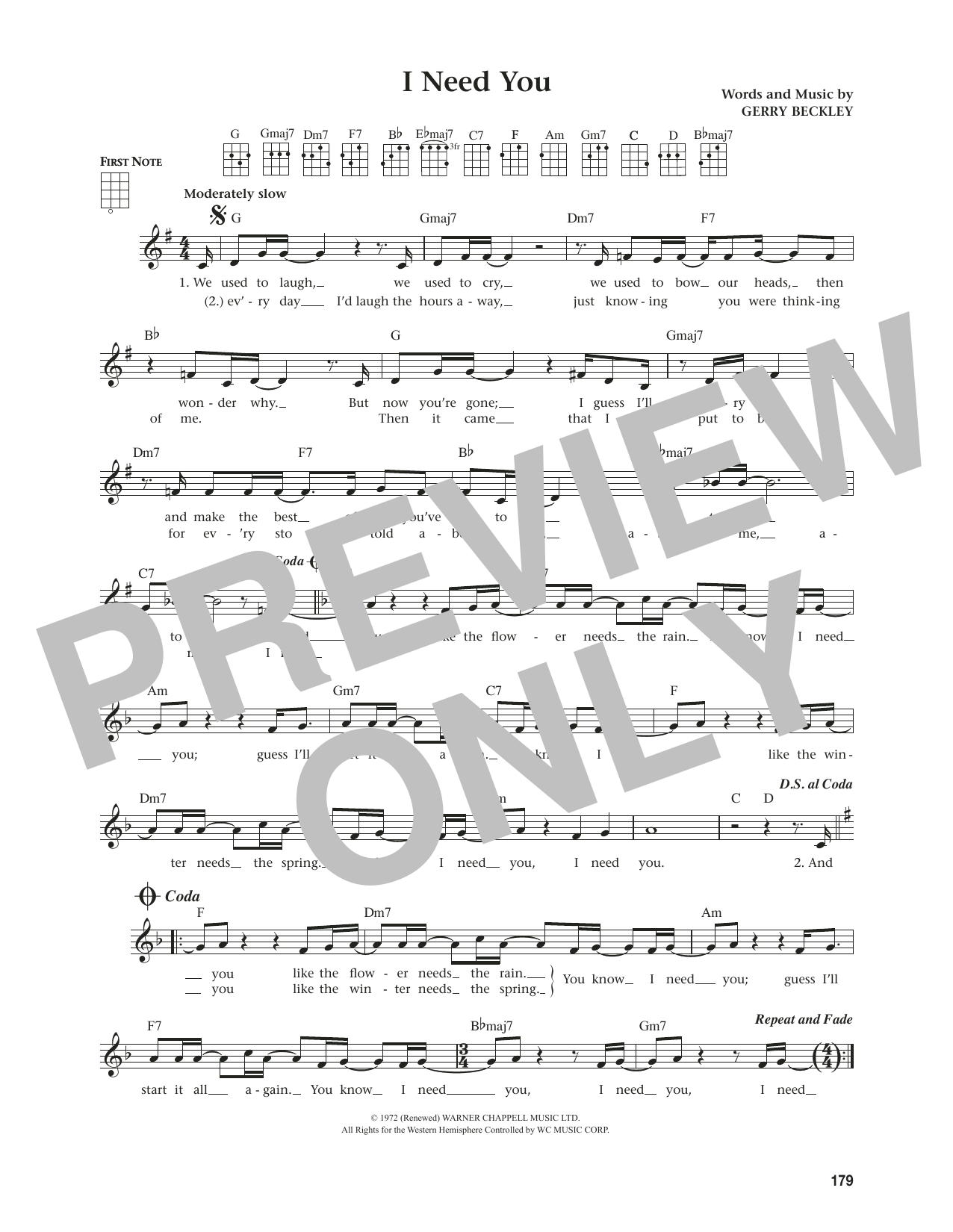 Produktgalerie: Seite 1 von 1 I Need You (from The Daily Ukulele) (arr. Jim Beloff), America, Ukulele