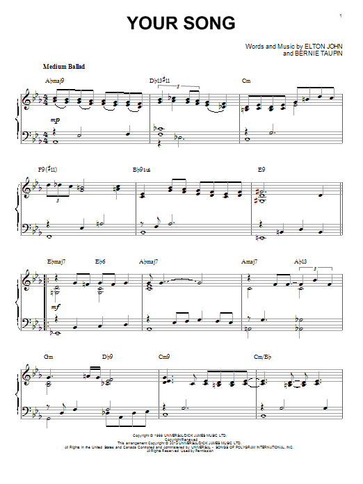 Product gallery: Page 1 of 1 Your Song [Jazz version] (arr. Brent Edstrom), Elton John