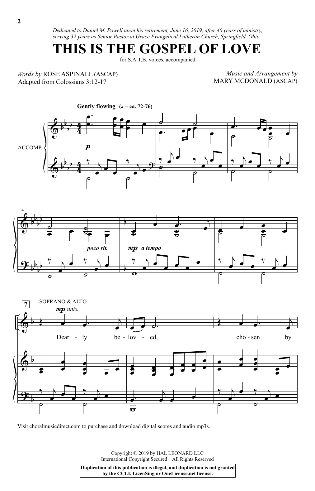 Product picture to: This Is The Gospel Of Love (arr. Mary McDonald)