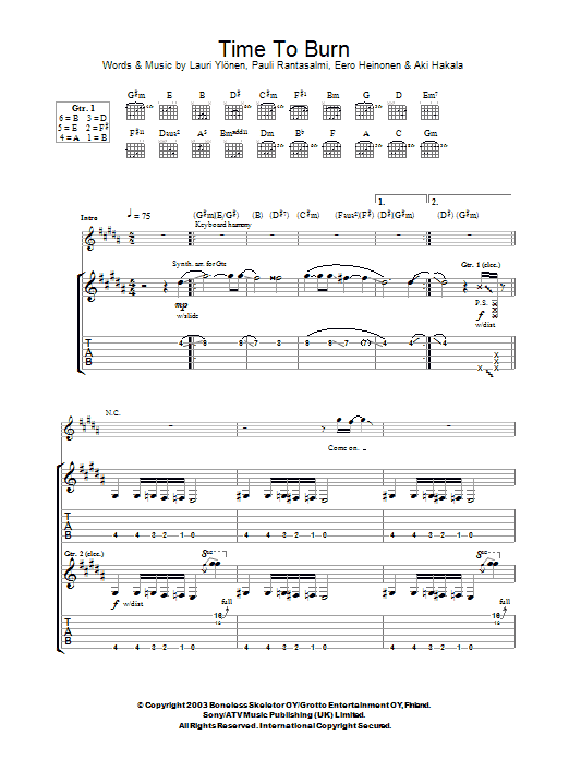 Produktgalerie: Seite 1 von 1 Time To Burn, The Rasmus, Gitarre