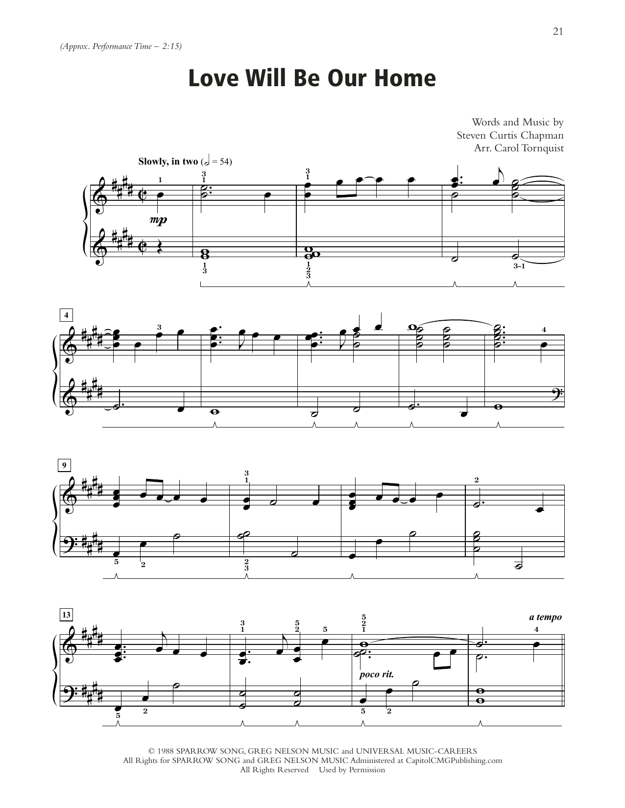Produktgalerie: Seite 1 von 1 Love Will Be Our Home (arr. Carol Tornquist), Sandi Patty, Klavier