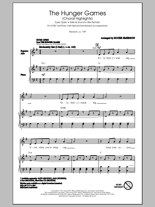 Produktgalerie: Seite 1 von 1 The Hunger Games (Choral Highlights), Roger Emerson, Chor