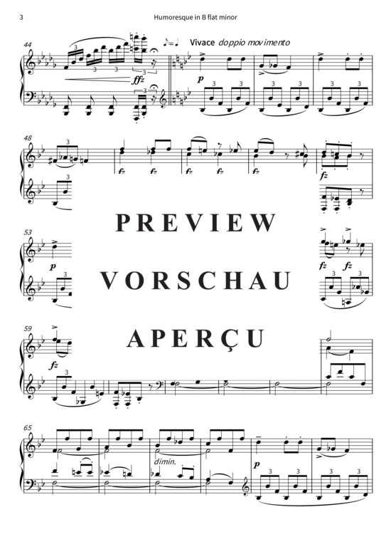 Produktgalerie: Seite 6 von 8 Humoresque in B flat minor - Op. 101 No. 8, Poco andante , , Klavier Solo