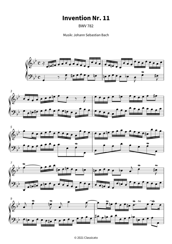 Produktbild zu: Invention Nr. 11 - BWV 782 Johann Sebastian Bach