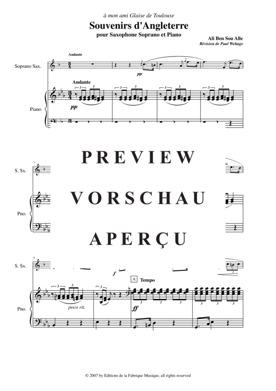 Product gallery: Page 3 of 17 Souvenirs d´Angleterre , , (soprano saxophone + piano)