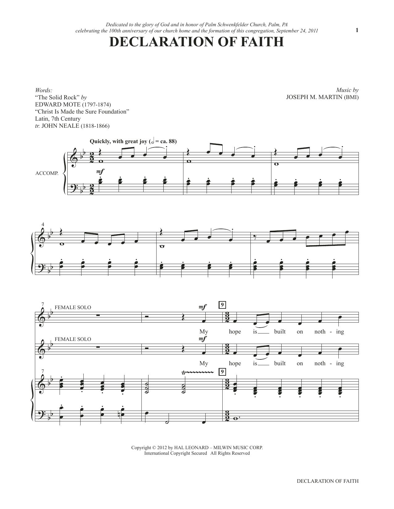 Product picture to: Declaration Of Faith (from Voices Together: Duets for Sanctuary Singers)