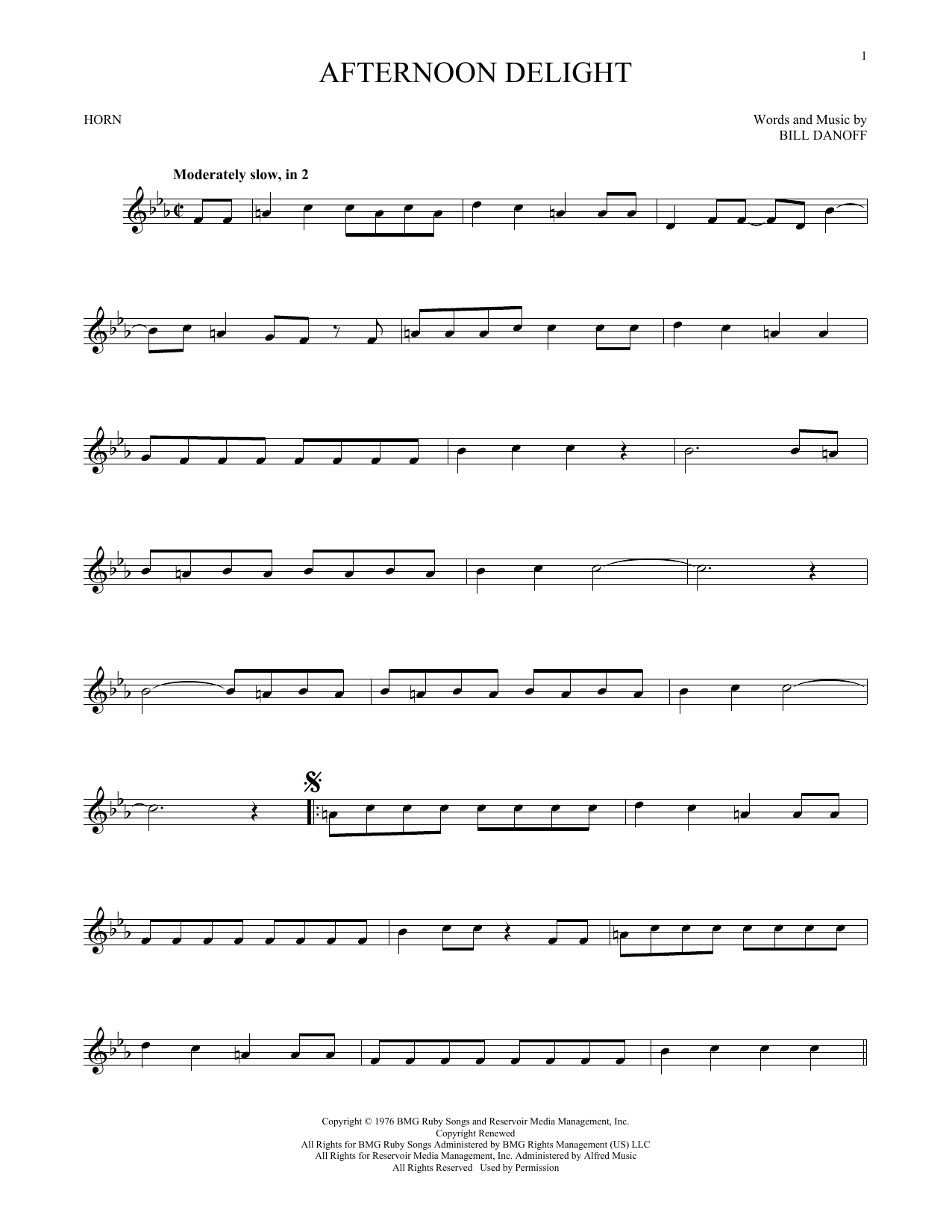 Produktgalerie: Seite 1 von 1 Afternoon Delight, Starland Vocal Band, Horn