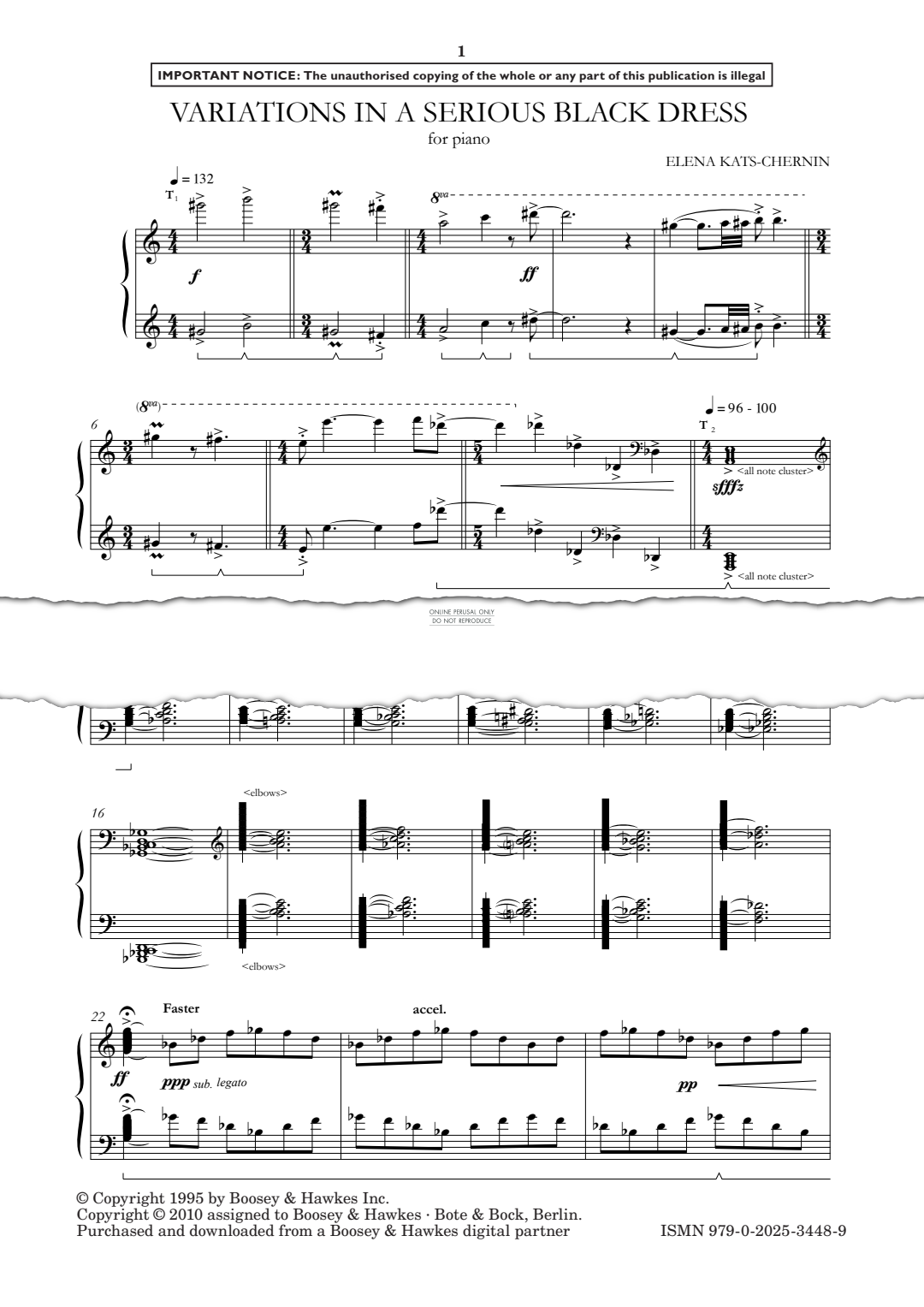 Produktgalerie: Seite 1 von 1 Variations in a Serious Black Dress, Elena Kats-Chernin, Klavier