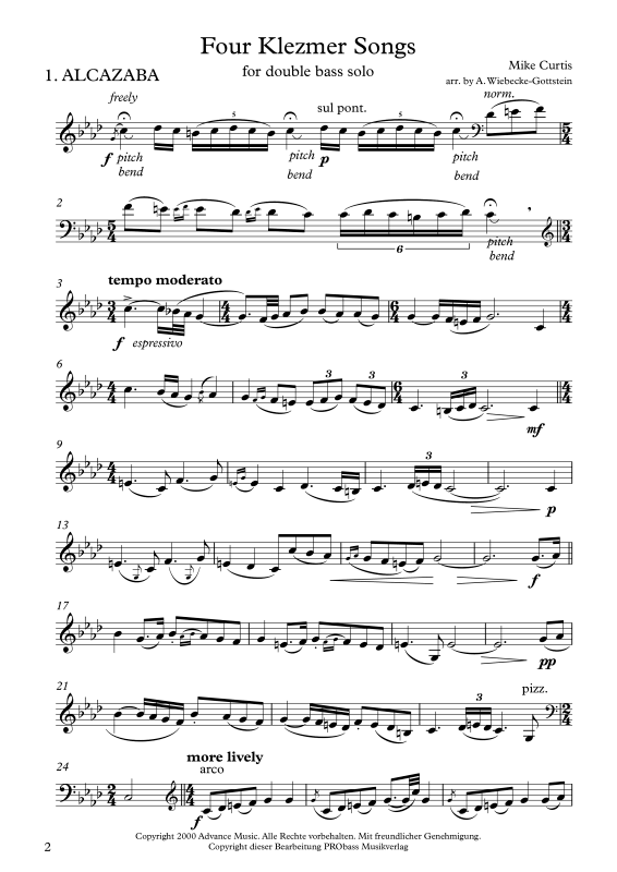 gallery: Four Klezmer Songs, , Double Bass Solo