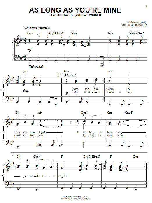 Produktgalerie: Seite 1 von 1 As Long As You're Mine (from Wicked), Stephen Schwartz, Klavier