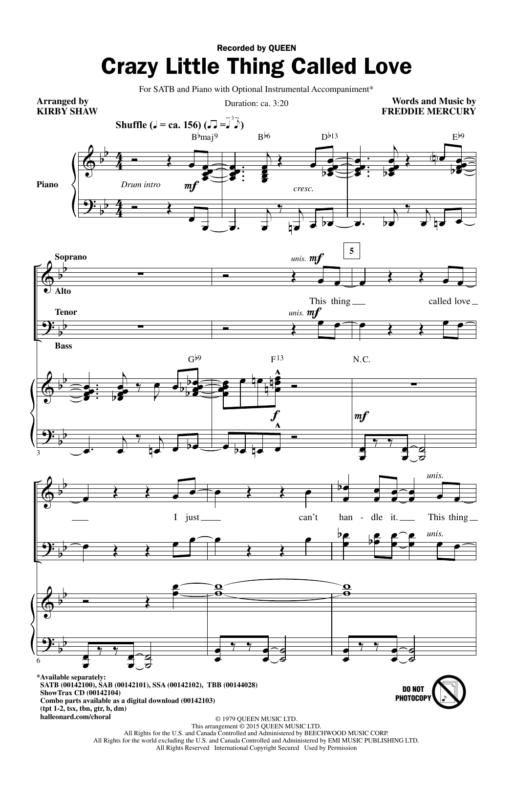 Product picture to: Crazy Little Thing Called Love (arr. Kirby Shaw)