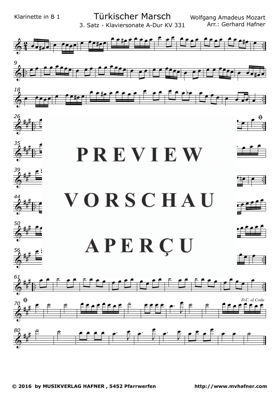 Product gallery: Page 7 of 11 Türkischer Marsch, , (Clarinet Quintet)