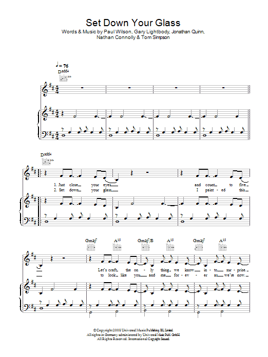 Produktgalerie: Seite 1 von 1 Set Down Your Glass, Snow Patrol, Gesang, Gitarre, Klavier