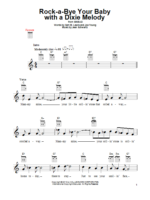Product gallery: Page 1 of 1 Rock-A-Bye Your Baby With A Dixie Melody, Al Jolson
