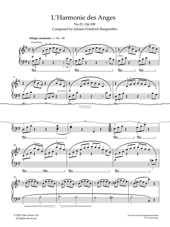 Produktgalerie: Seite 1 von 1 L'Harmonie Des Anges (Op.100 No.21), Johann Friedrich Burgmüller, Klavier