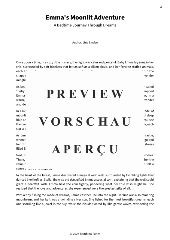 Produktgalerie: Seite 6 von 11 Emma´s Moonlit Adventure - A Bedtime Journey Through Dreams, , Gesang und Klavier, Gitarre
