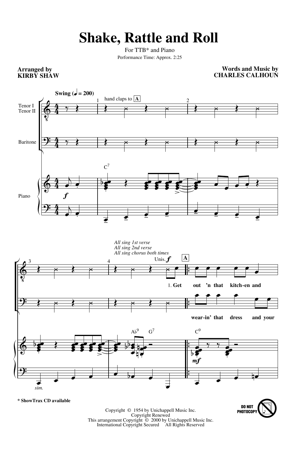 Product picture to: Shake, Rattle And Roll (arr. Kirby Shaw)