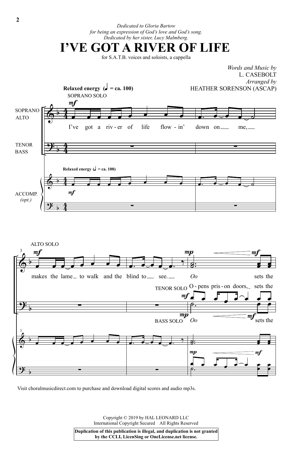 Product gallery: Page 1 of 1 I've Got A River Of Life (arr. Heather Sorenson), L. Casebolt