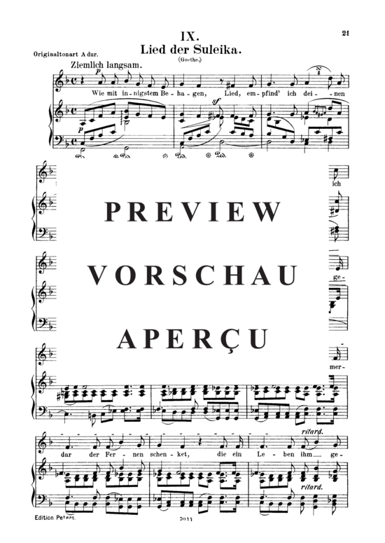 Product gallery: Page 2 of 4 Lied der Suleika Op.25 No.9, , Low Voice and Piano