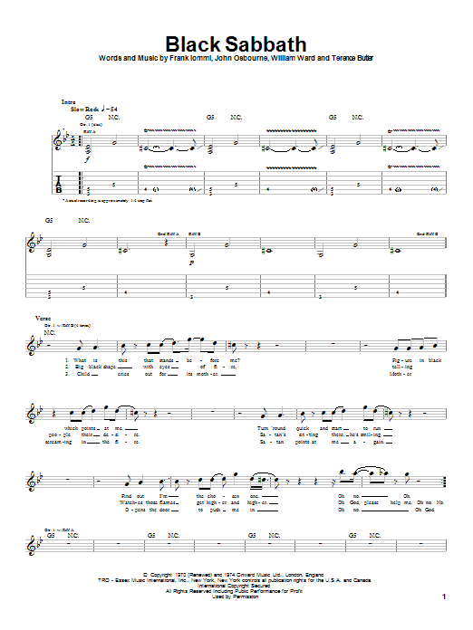 Produktgalerie: Seite 1 von 1 Black Sabbath, Black Sabbath, Gitarre