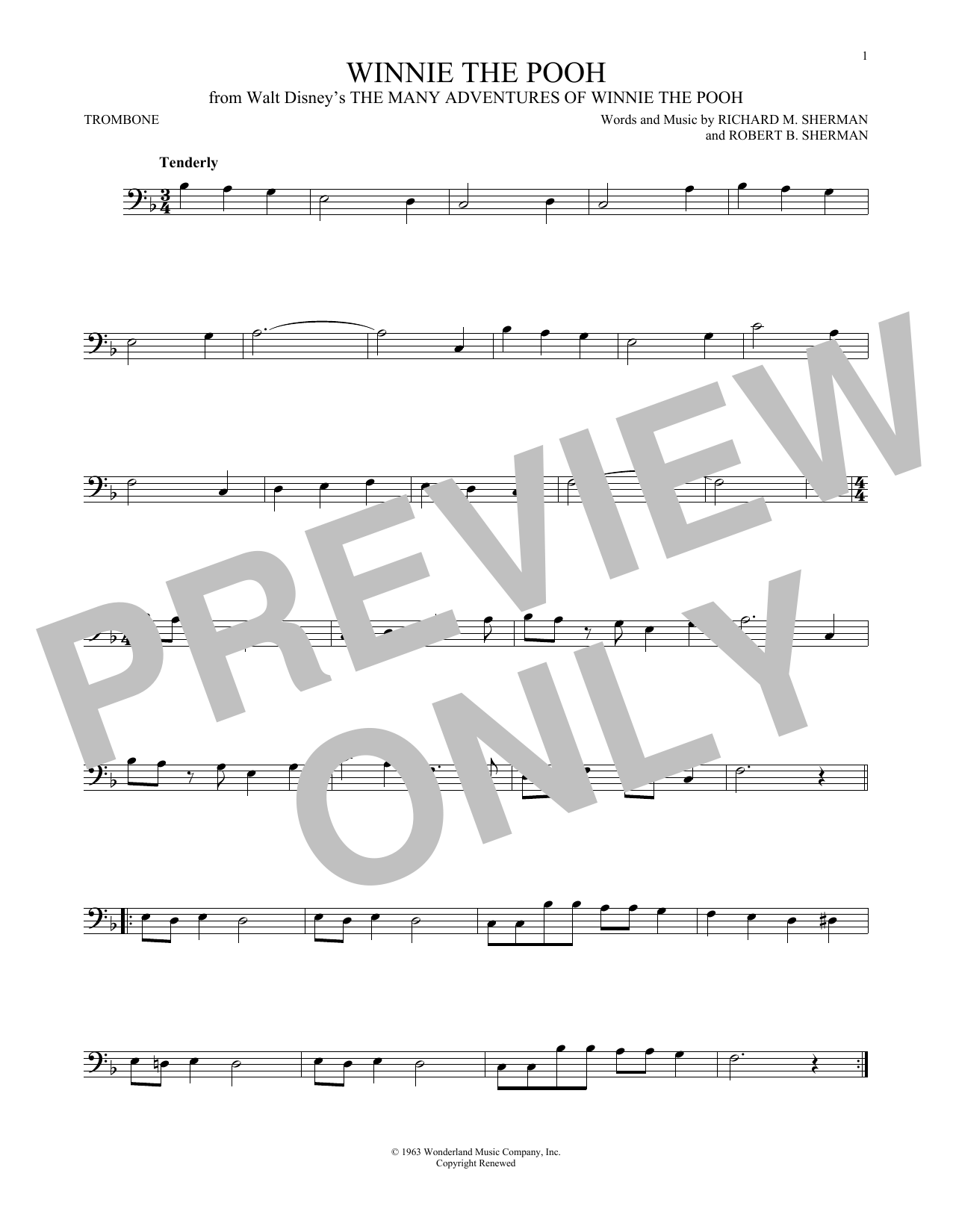 Product gallery: Page 1 of 1 Winnie The Pooh (from The Many Adventures Of Winnie The Pooh), Sherman Brothers