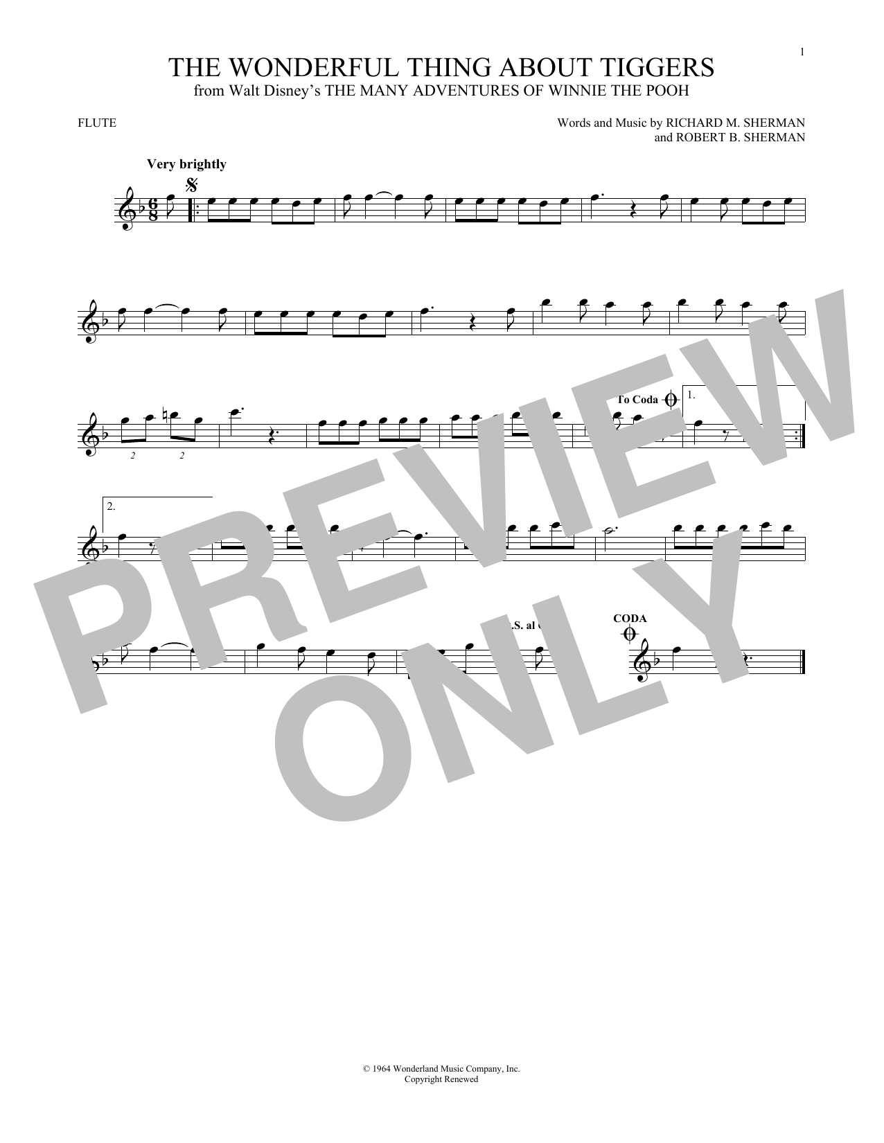 Product gallery: Page 1 of 1 The Wonderful Thing About Tiggers (from The Many Adventures Of Winnie The Pooh), Sherman Brothers