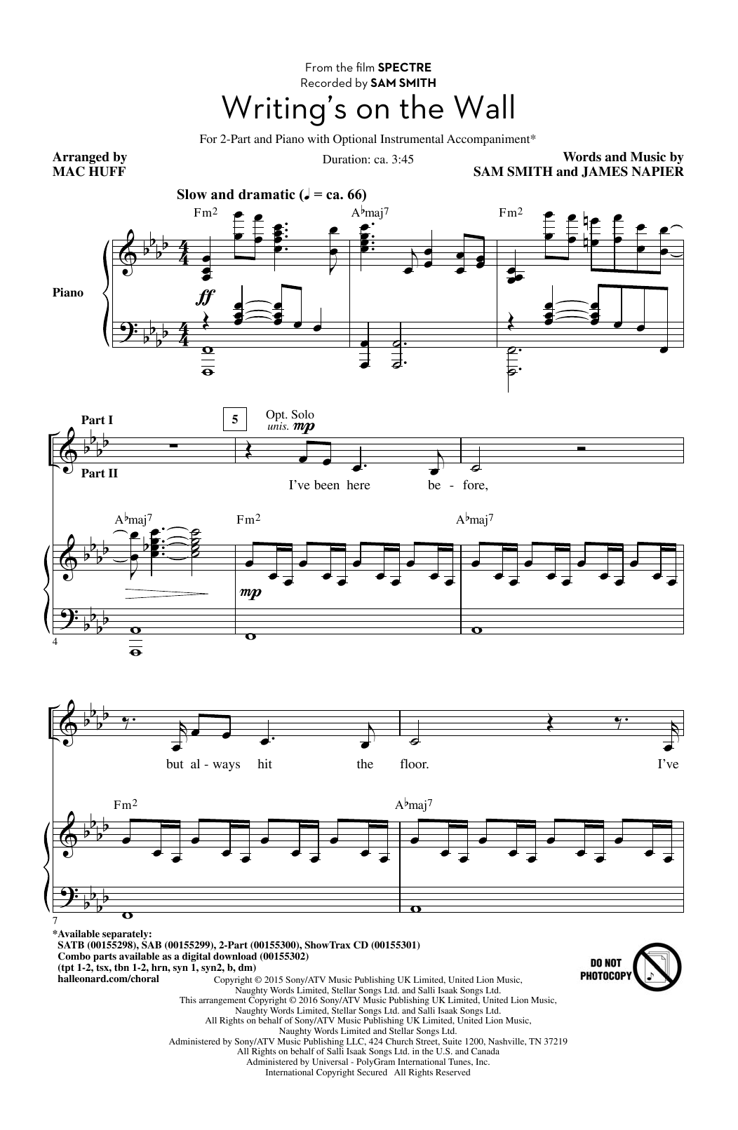 Produktbild zu: Writing's On The Wall (arr. Mac Huff)