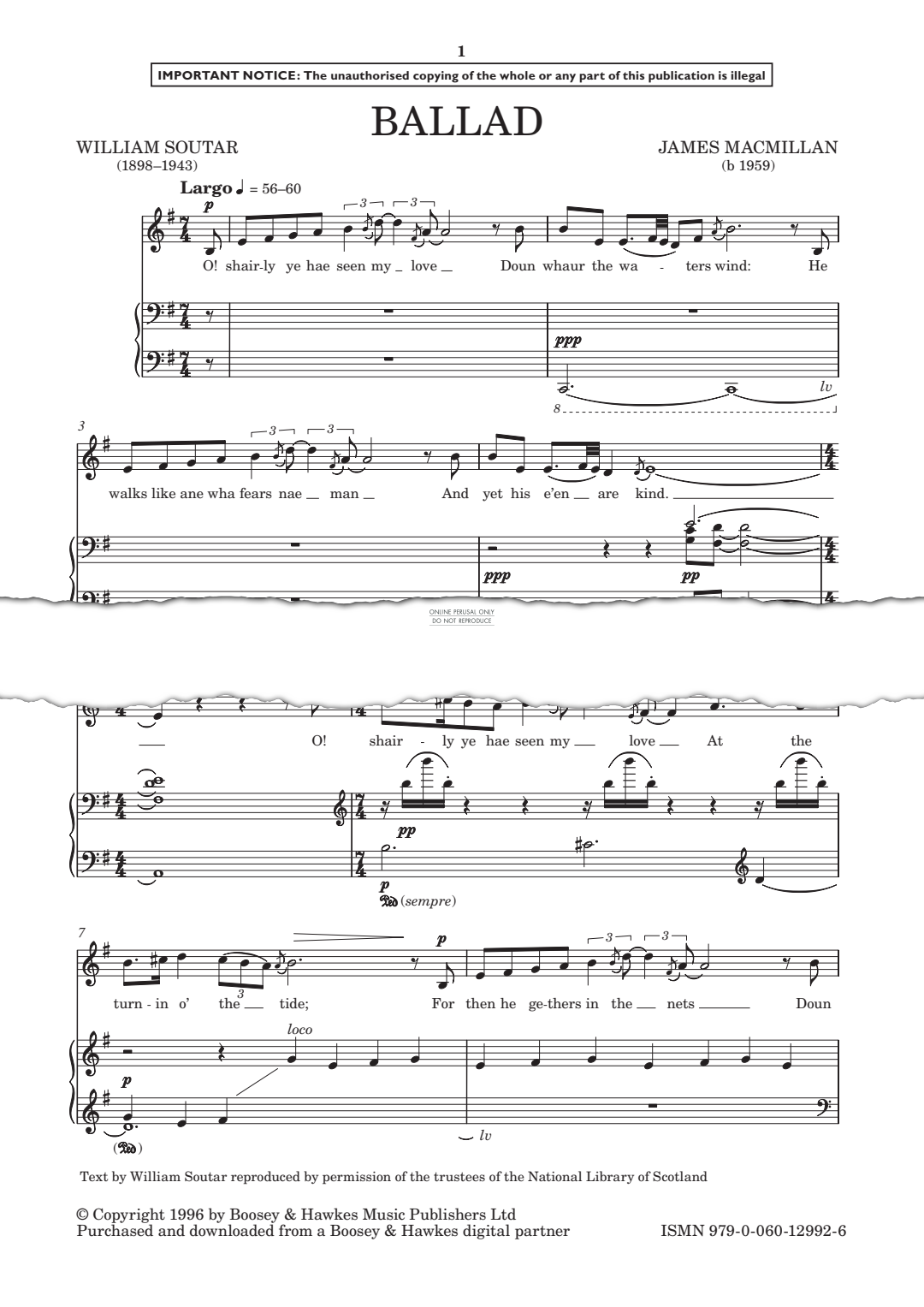 Produktgalerie: Seite 1 von 1 Ballad, James MacMillan, Gesang, Klavier