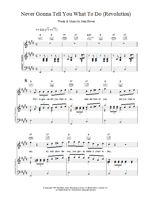 Produktgalerie: Seite 1 von 1 Never Gonna Tell You What To Do (Revolution), Cast, Gesang, Gitarre, Klavier