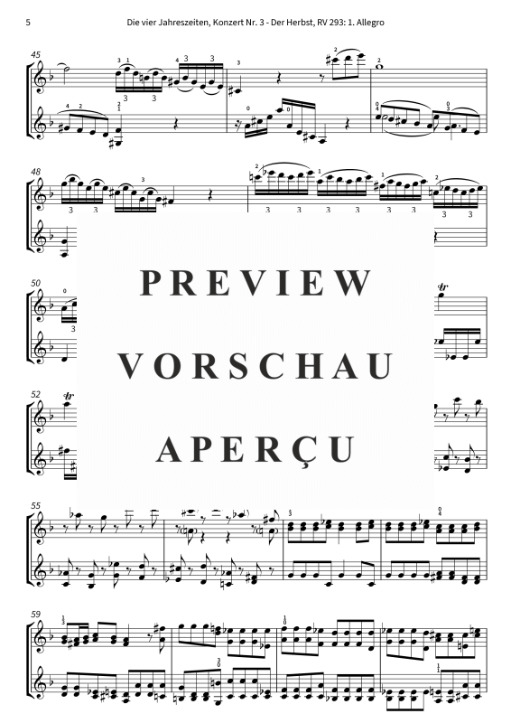 Produktgalerie: Seite 7 von 10 Die vier Jahreszeiten, Konzert Nr. 3 - Der Herbst - 1. Allegro, The Twiolins, (Duett 2x Vioine)