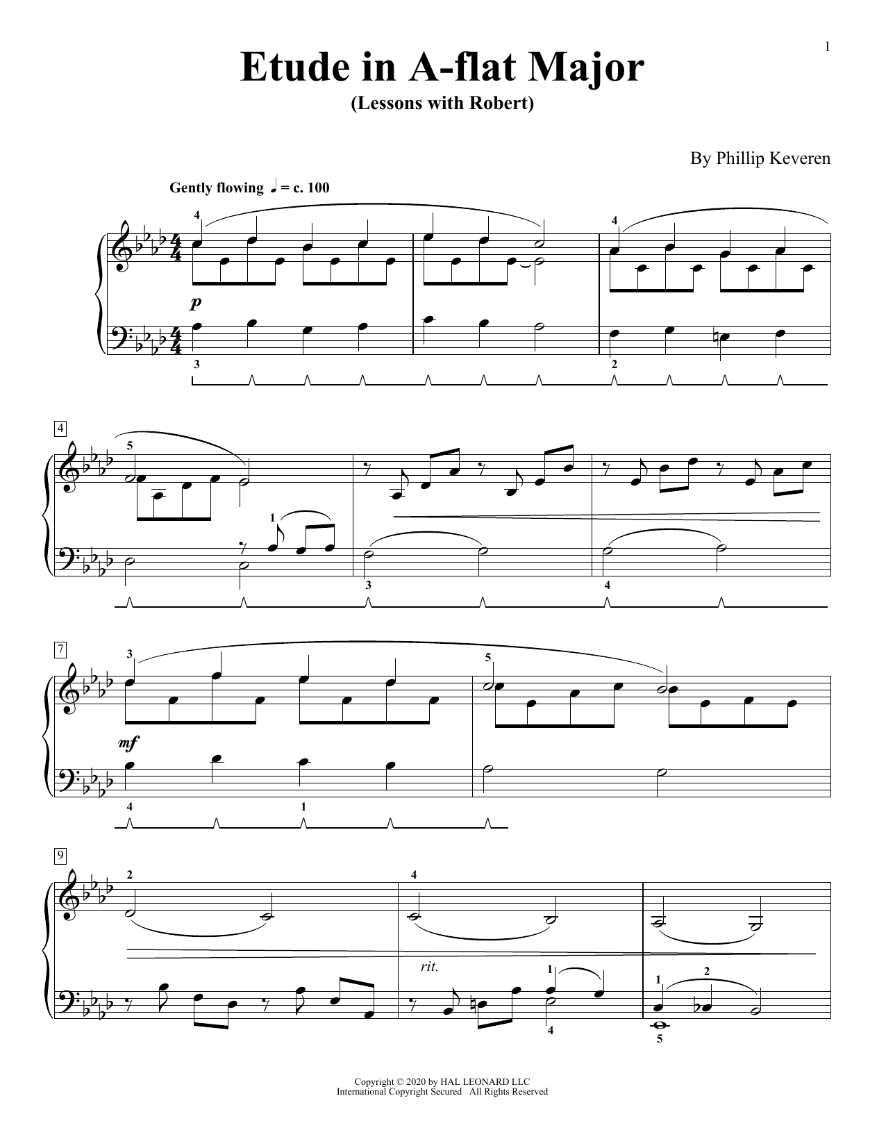 Product gallery: Page 1 of 1 Etude In A-Flat Major (Lessons With Robert), Phillip Keveren