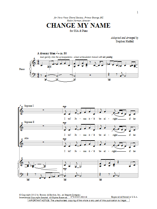 Produktgalerie: Seite 1 von 1 Change My Name, Stephen Hatfield, Chor