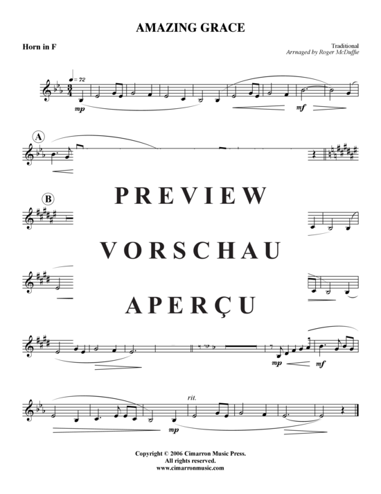 Produktgalerie: Seite 5 von 5 Amazing Grace , , (Horn in F + Klavier)