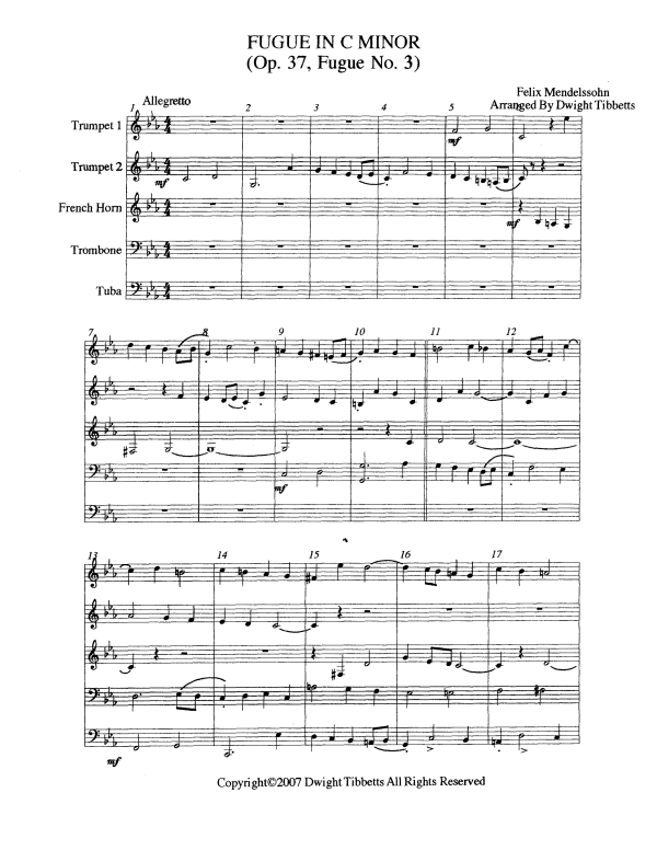 Product picture to: Fugue in C Minor, Opus 37, No. 3Felix Mendelssohn