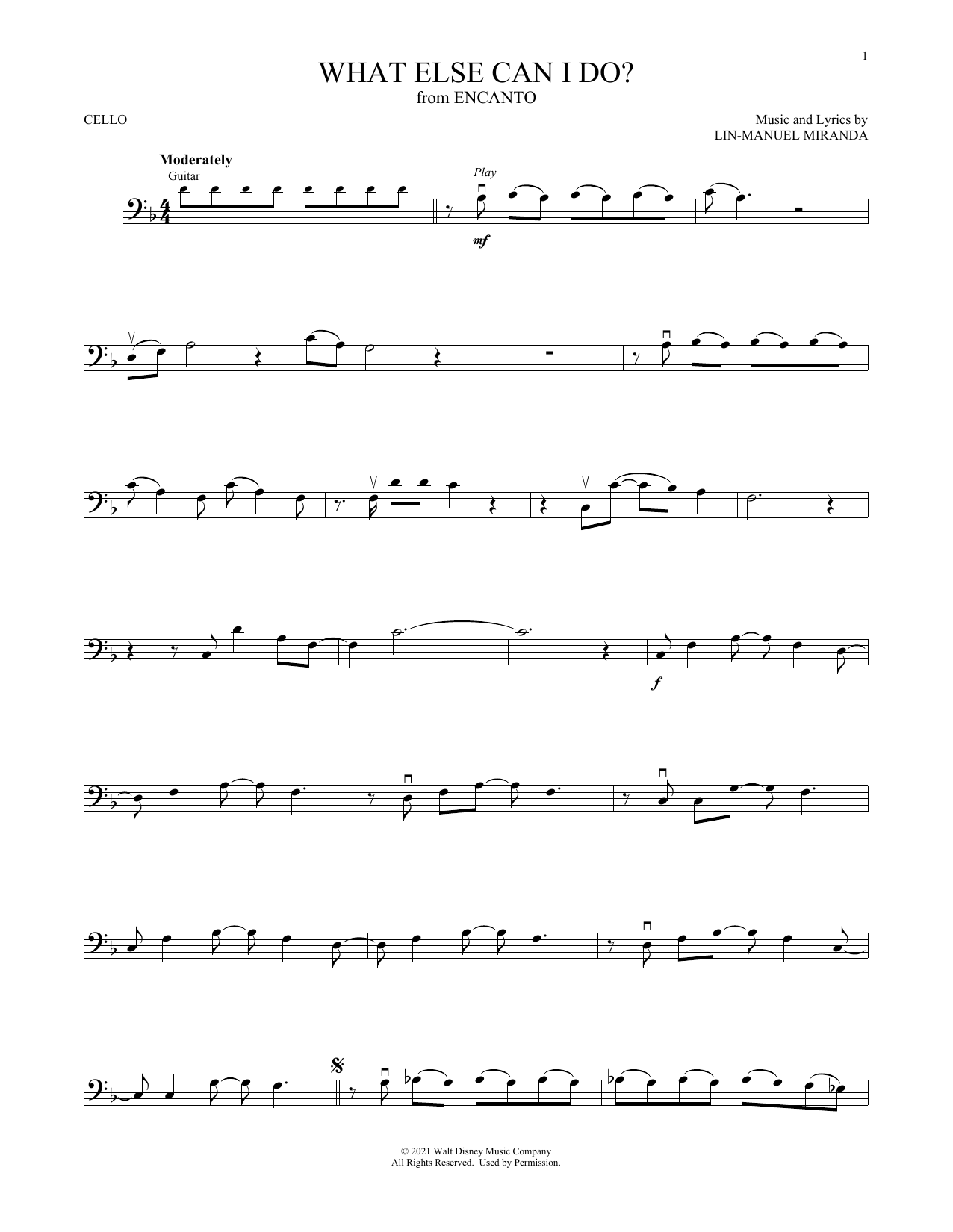 Produktgalerie: Seite 1 von 1 What Else Can I Do? (from Encanto), Lin-Manuel Miranda, Violoncello