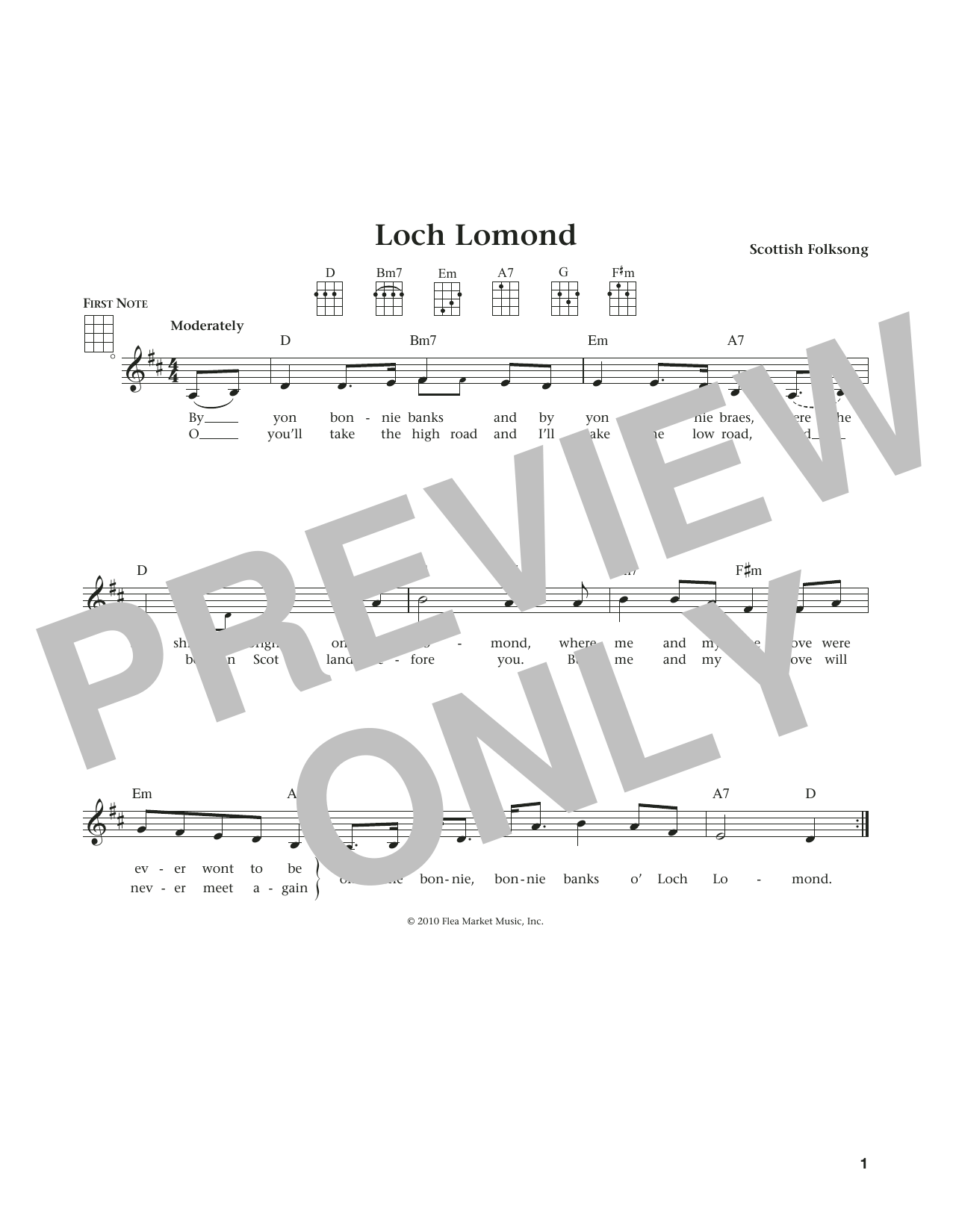 Product gallery: Page 1 of 1 Loch Lomond (from The Daily Ukulele) (arr. Liz and Jim Beloff), Scottish Folksong
