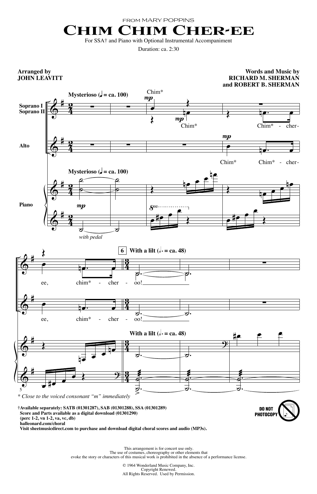 Produktgalerie: Seite 1 von 1 Chim Chim Cher-ee (from Mary Poppins) (arr. John Leavitt), Sherman Brothers, Chor