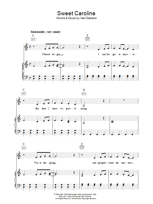 Produktgalerie: Seite 1 von 1 Sweet Caroline, Neil Diamond, Gesang, Gitarre, Klavier