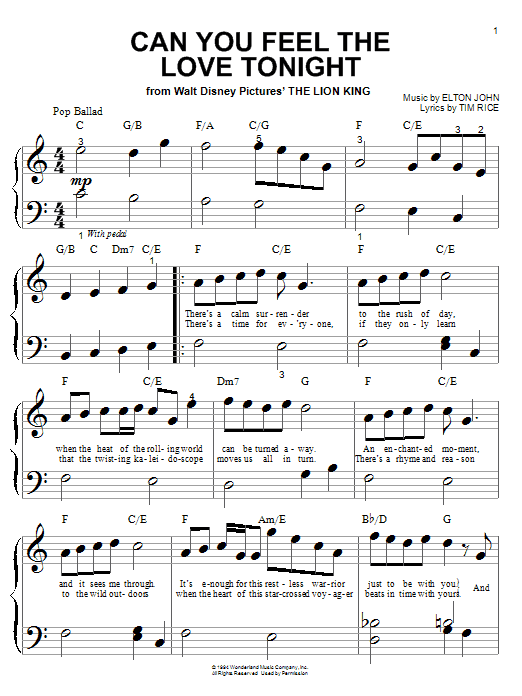 Produktbild zu: Can You Feel The Love Tonight (from The Lion King)