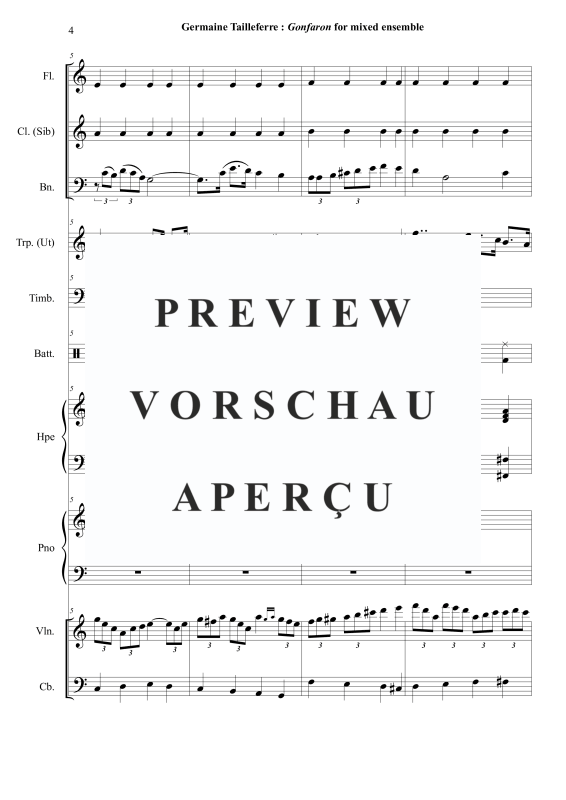Produktgalerie: Seite 5 von 11 Gonfaron or Tante Chinoise et Les Autre, , Flöte, B-Klarinette, Fagott, Trompete in C, Pauken, Schlagzeug, Harfe, Klavier, Violine, Kontrabass