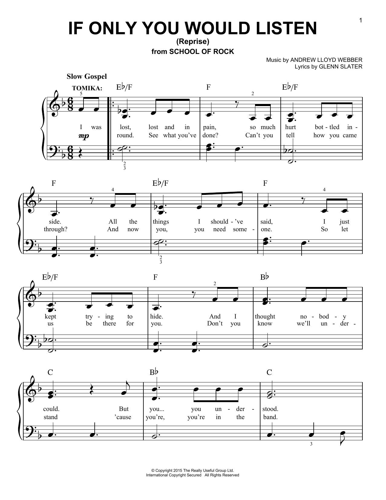 Product picture to: If Only You Would Listen (Reprise) (from School of Rock: The Musical)