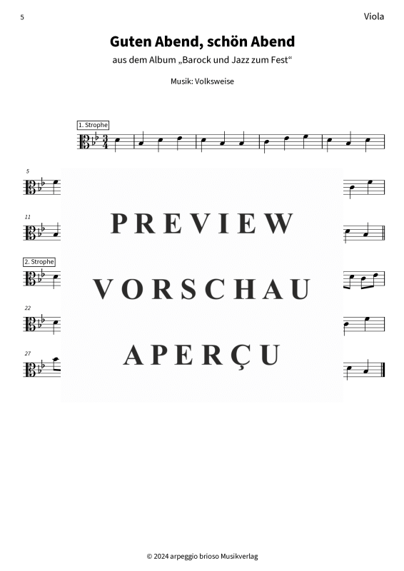 Product gallery: Page 7 of 7 Guten Abend, schön Abend - aus dem Album Barock und Jazz zum Fest, , (Duet violin viola)