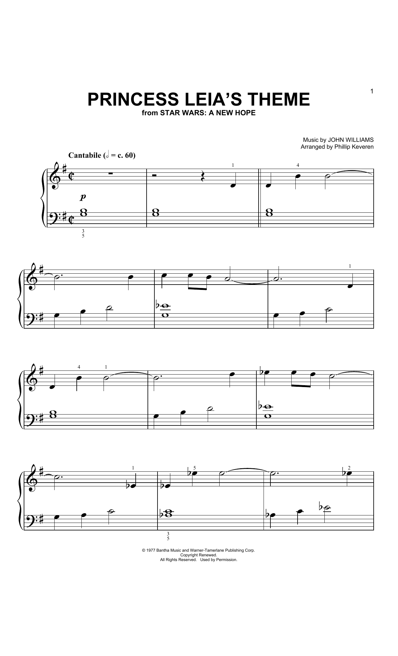 Produktbild zu: Princess Leia's Theme (arr. Phillip Keveren)