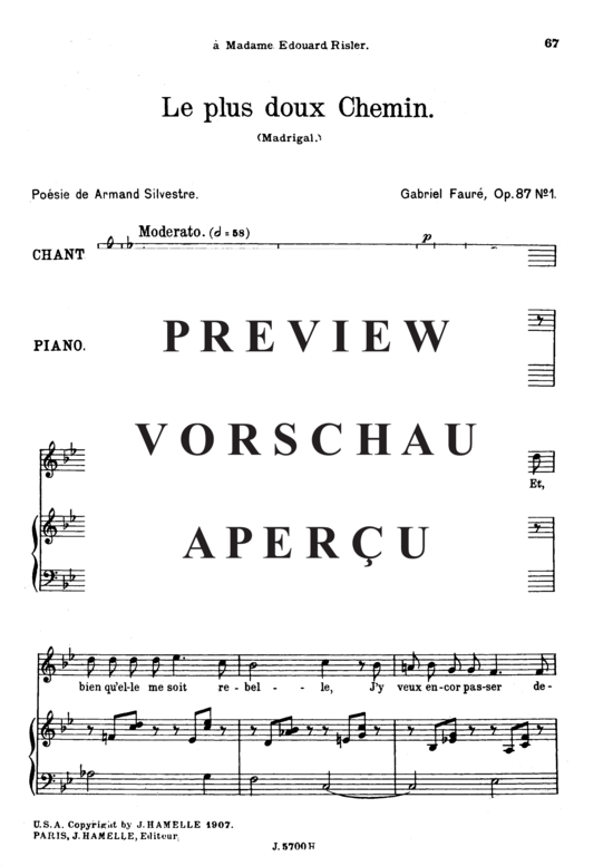 Product gallery: Page 2 of 4 Le plus doux chemin Op.87 No.1, , High Voice and Piano