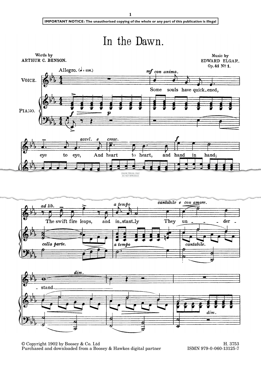 Produktgalerie: Seite 1 von 1 In The Dawn, Edward Elgar, Gesang, Klavier