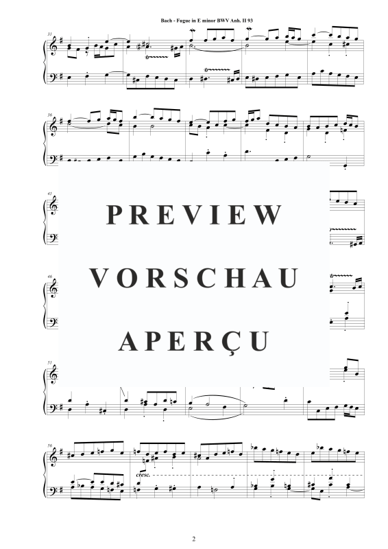 Produktgalerie: Seite 3 von 5 Fuge in E-Moll BWV Anh. II 93 - Piano Version, , Klavier Solo