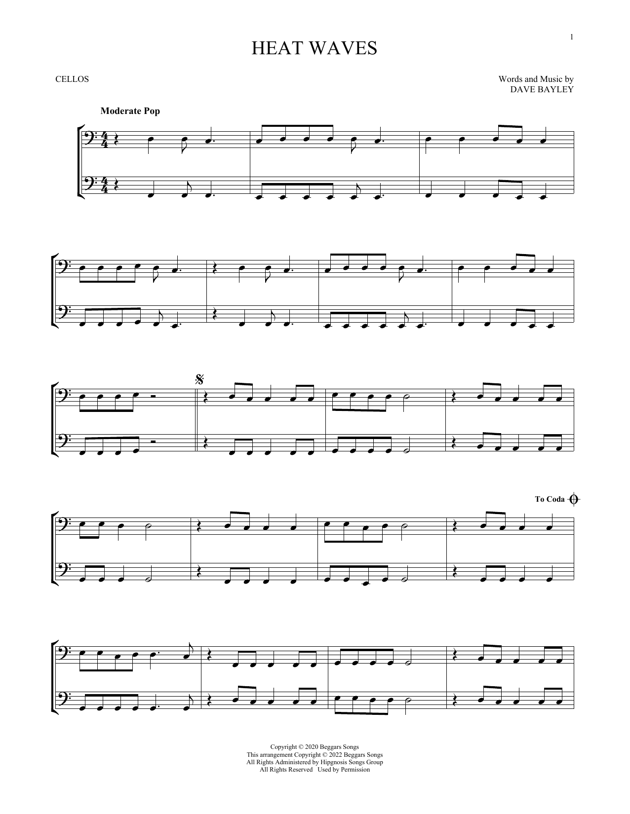 Produktgalerie: Seite 1 von 1 Heat Waves, Glass Animals, Violoncello