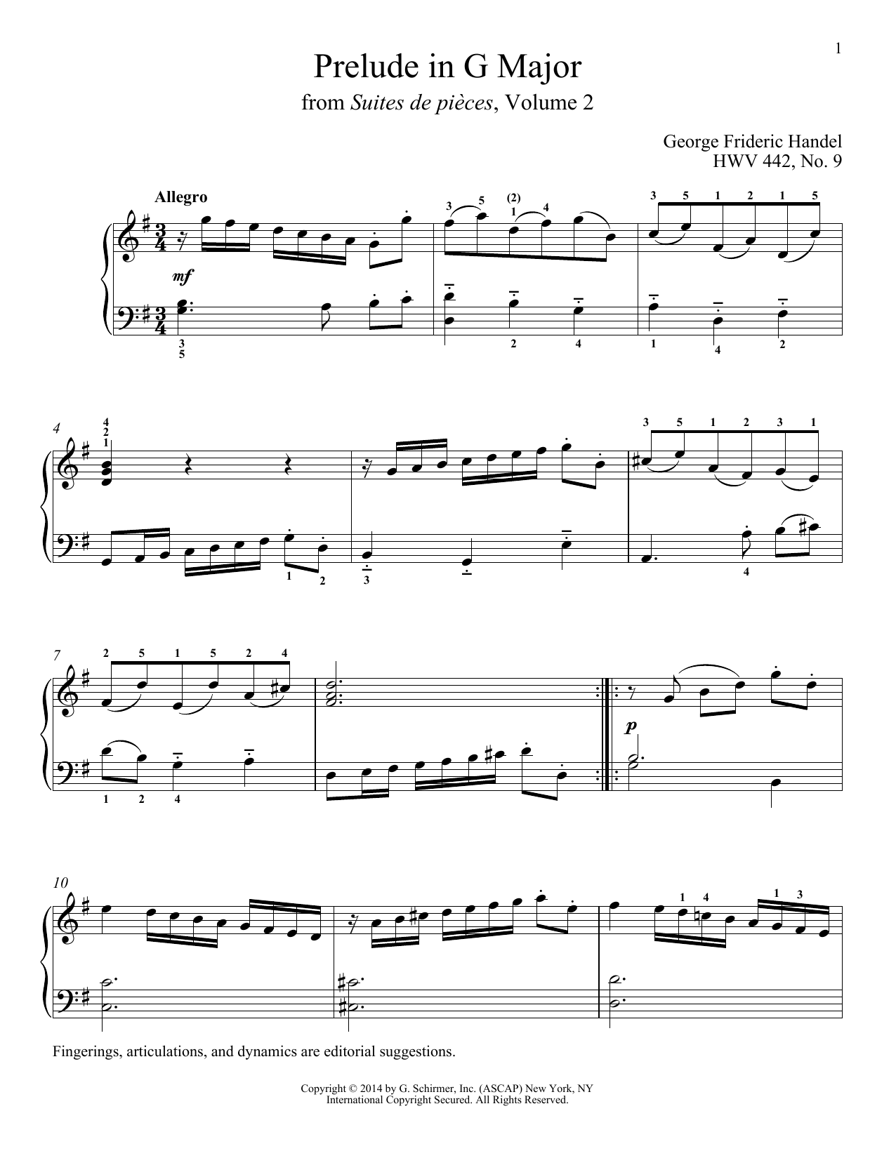 Product gallery: Page 1 of 1 Prelude In G Major, HWV 442, George Frideric Handel