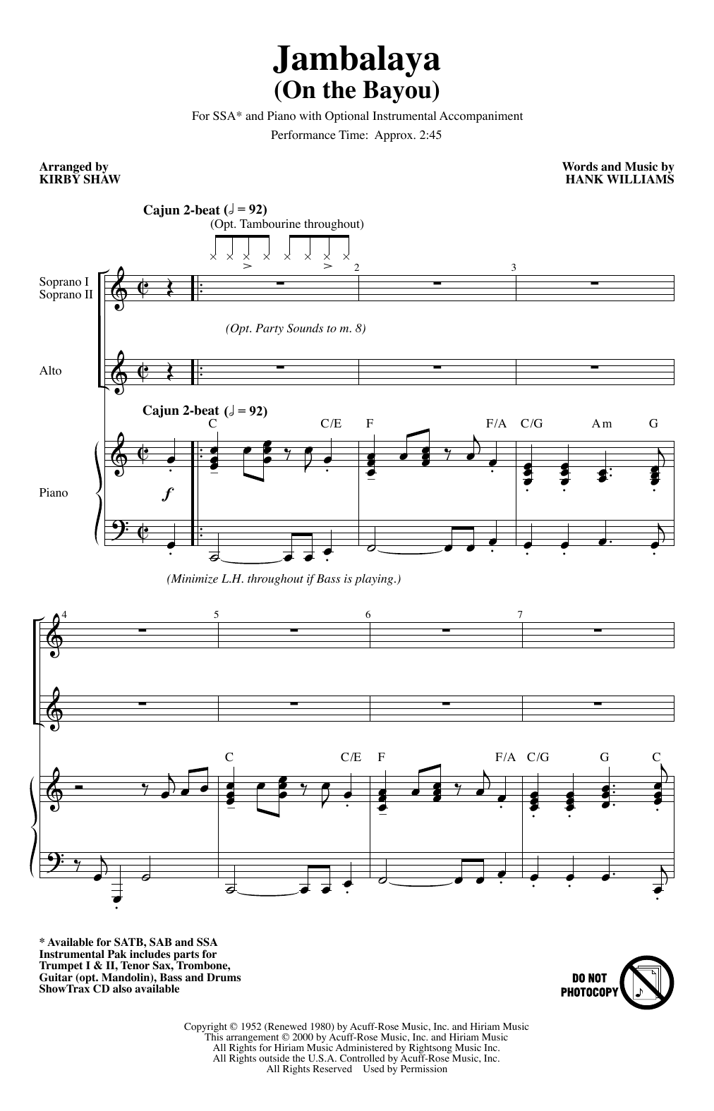 Produktgalerie: Seite 1 von 1 Jambalaya (On The Bayou) (arr. Kirby Shaw), Hank Williams, Chor